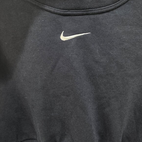 Nike Crop Hoodie Black Grey Fuzzy Drawstrings 100% Cotton Small Athletic - Picture 3 of 9